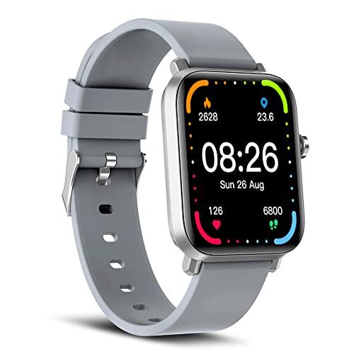 syska pluto sw250 smart watch premium metal body, 1.69" display, 200+ cloud & customizable watch faces, smart notifications for calls, sms, whatsapp with battery runtime-upto 10 days (cloud grey)