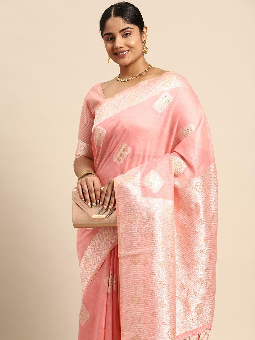 sztori ethnic motifs zari linen blend banarasi saree