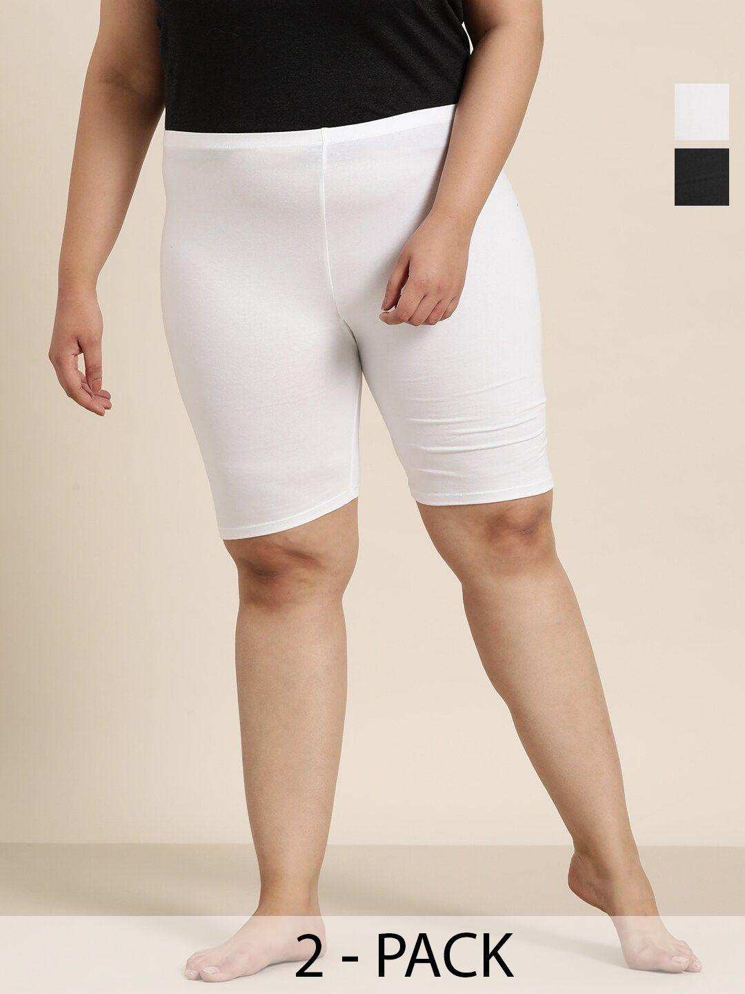 sztori women plus size pack of 2 high-rise pure cotton lounge shorts