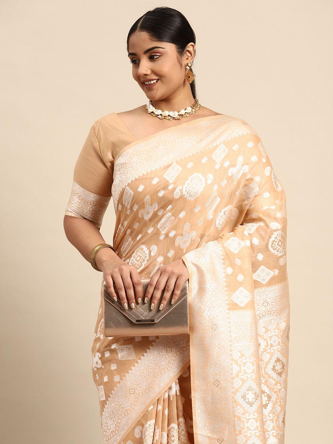 sztori ethnic motifs zari linen blend banarasi saree