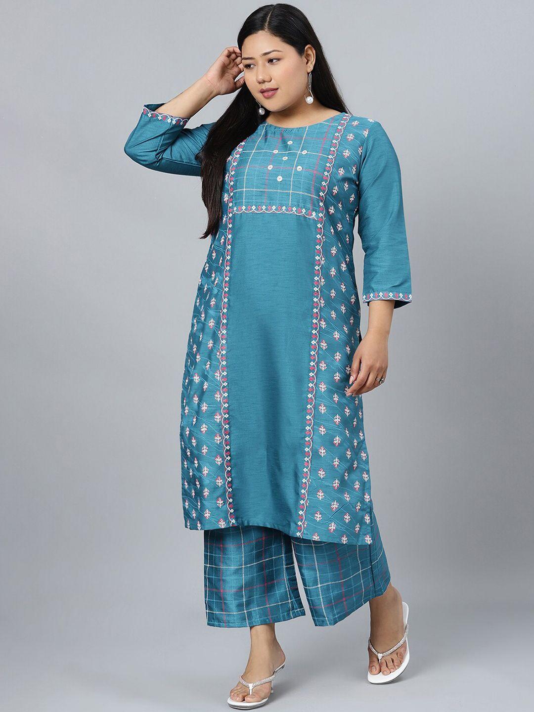 sztori floral printed v neck a-line kurta with palazzo