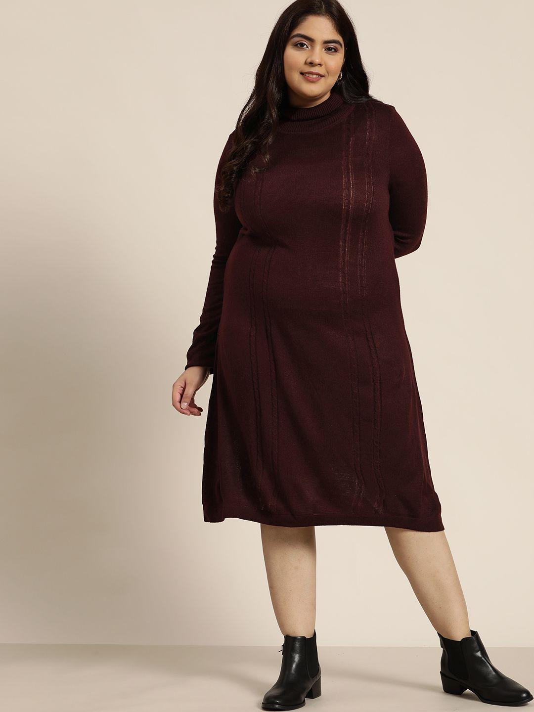 sztori maroon plus size green solid sweater dress