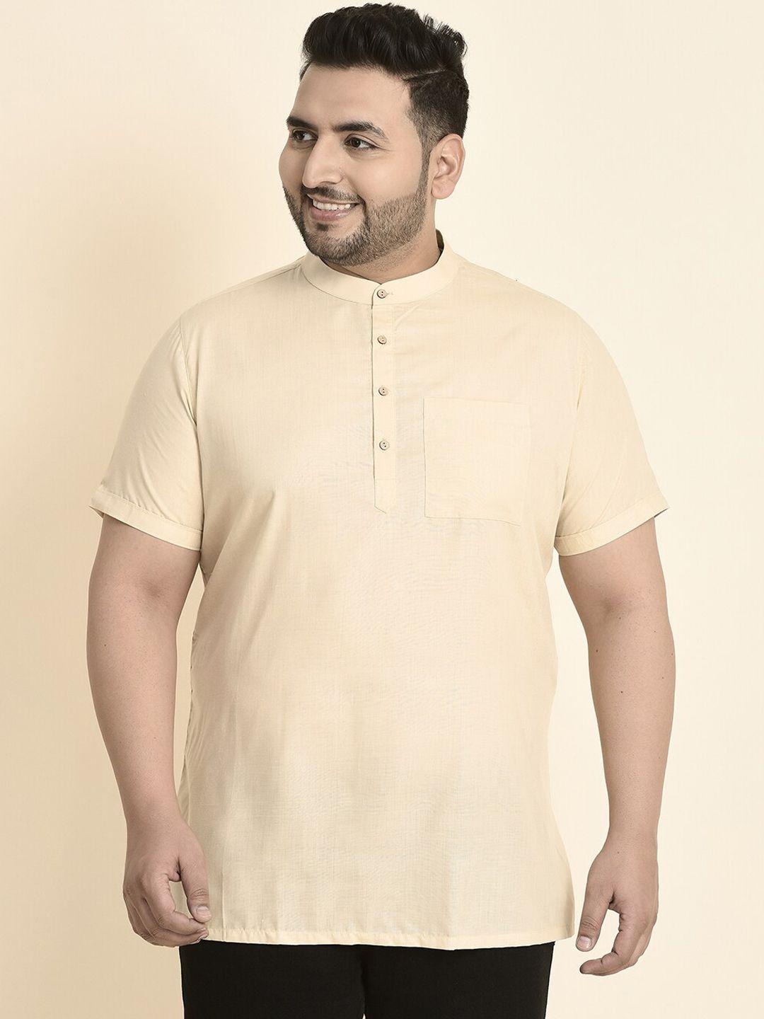 sztori men cream-coloured yoke design thread work kurta