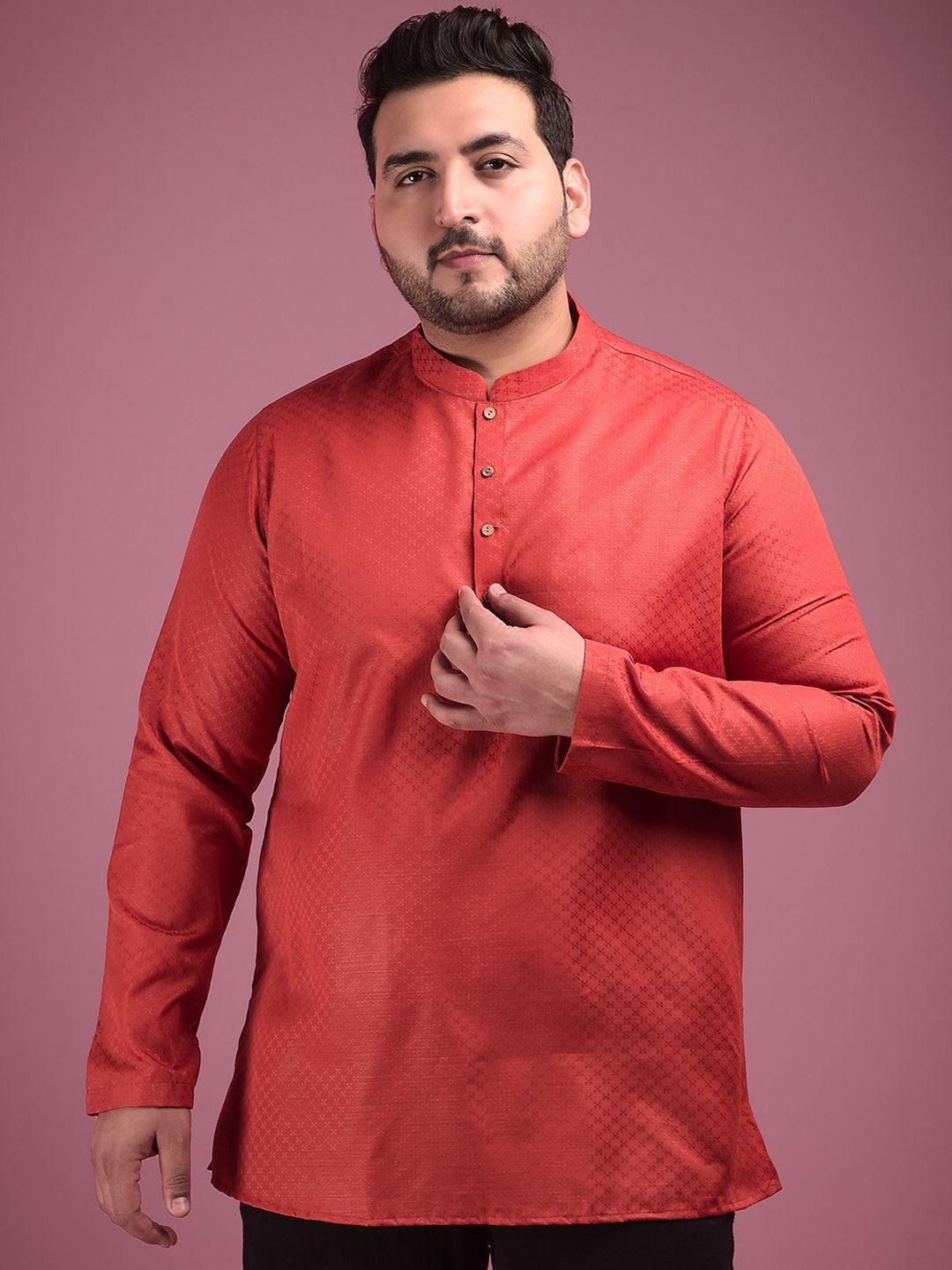 sztori men orange thread work jacquard kurta