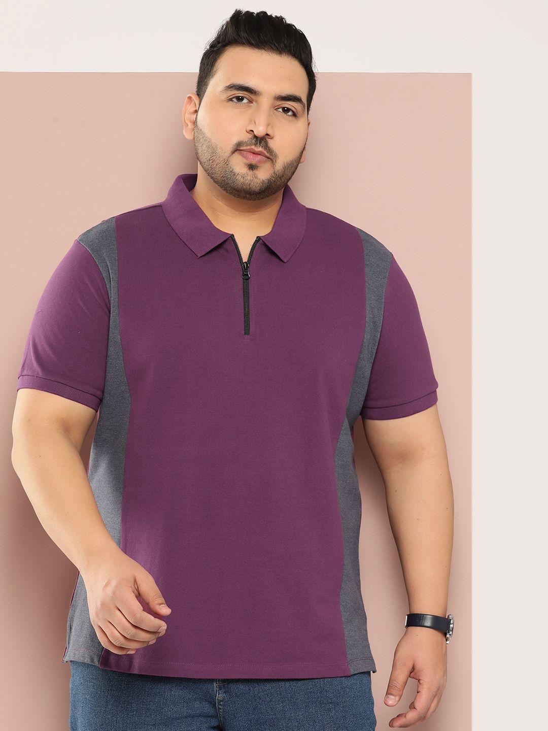 sztori men plus size colourblocked polo collar pure cotton t-shirt