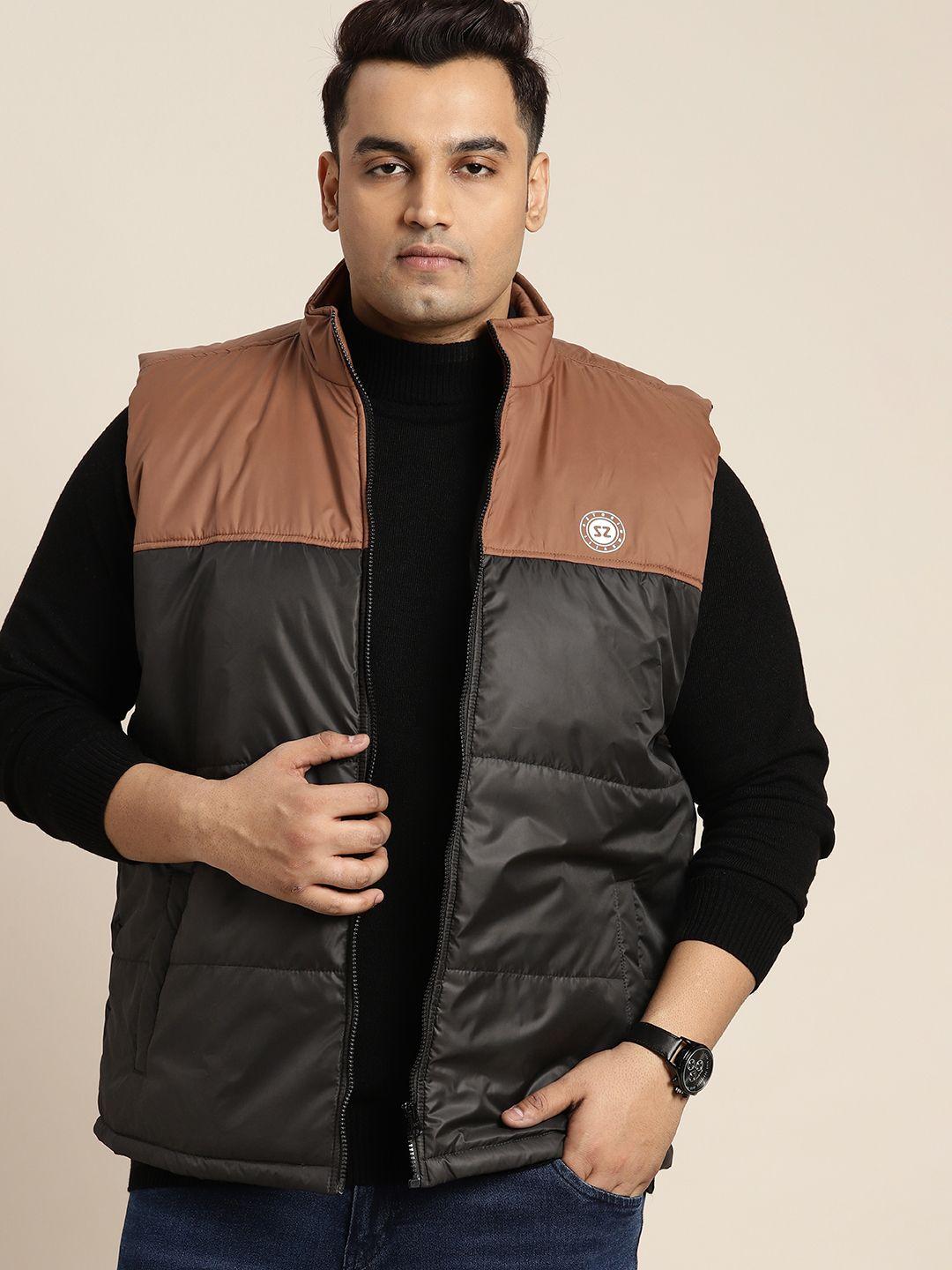 sztori men plus size cotton colourblocked padded jacket