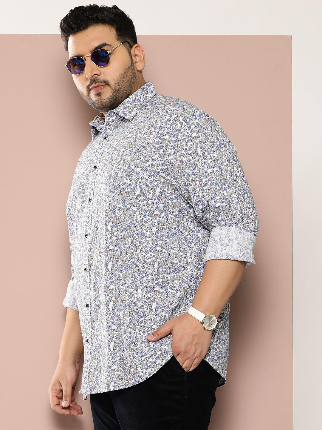 sztori men plus size floral printed regular fit casual shirt