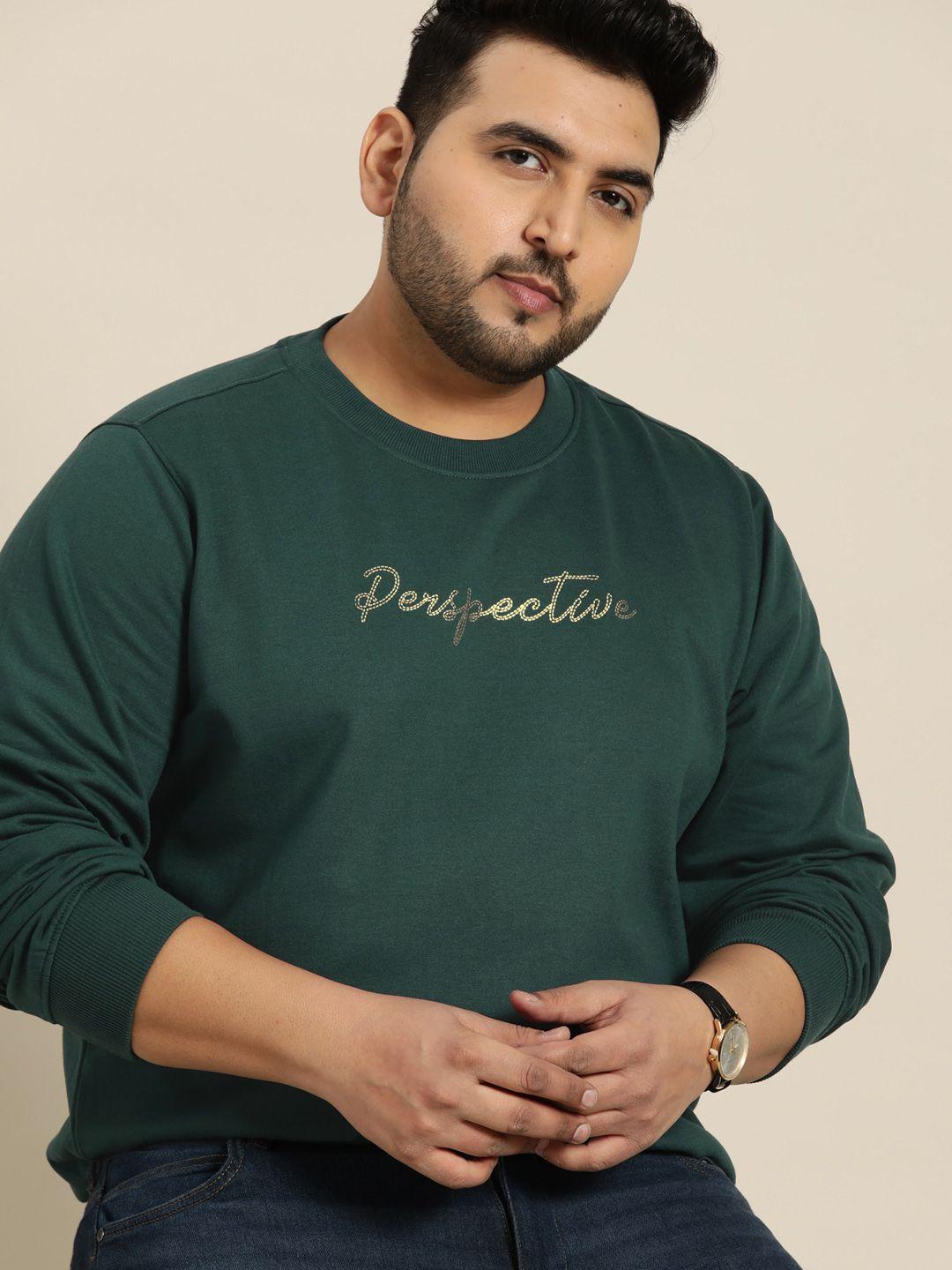 sztori men plus size green printed sweatshirt