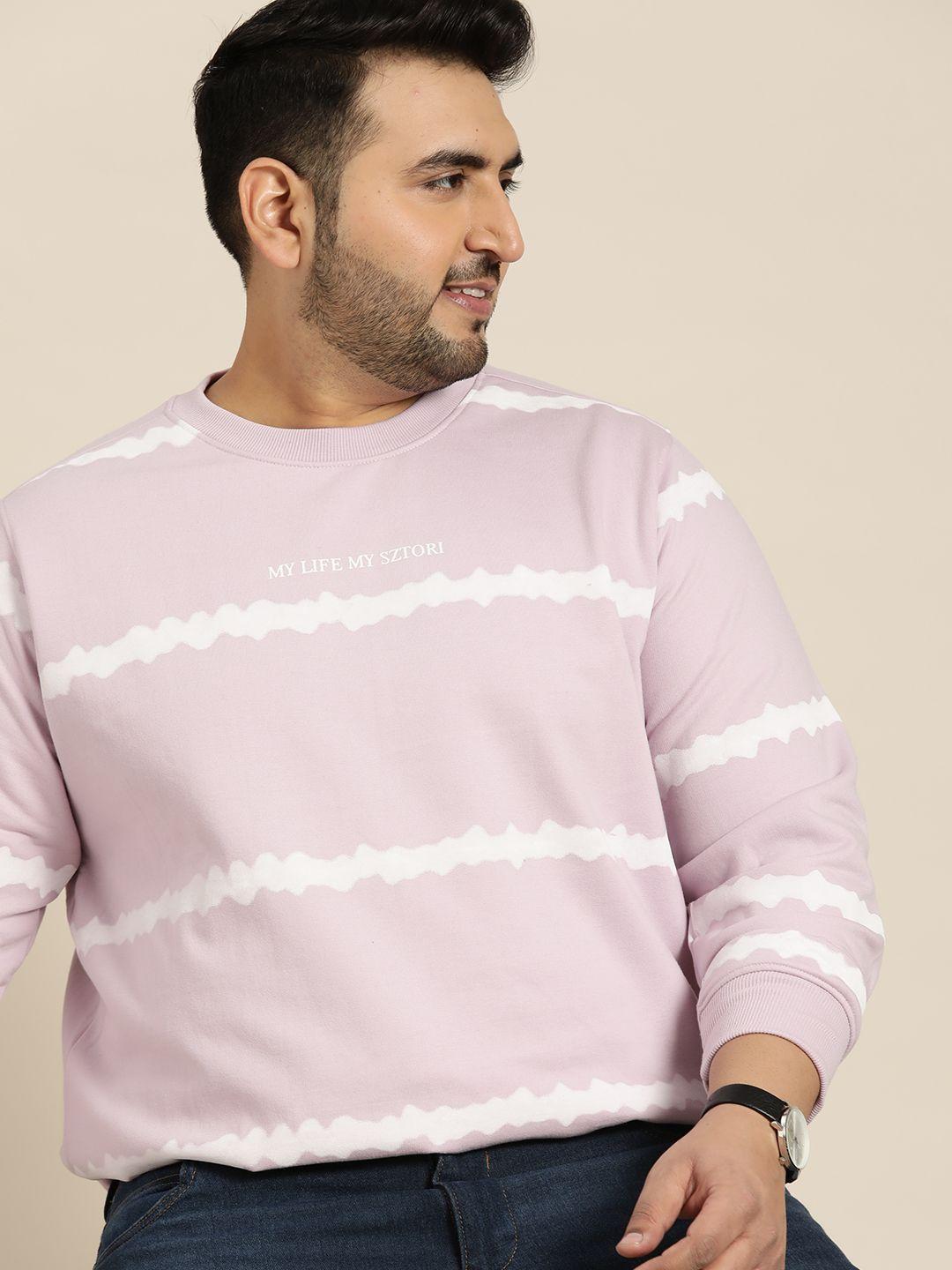 sztori men plus size lavender & white tie & dye sweatshirt