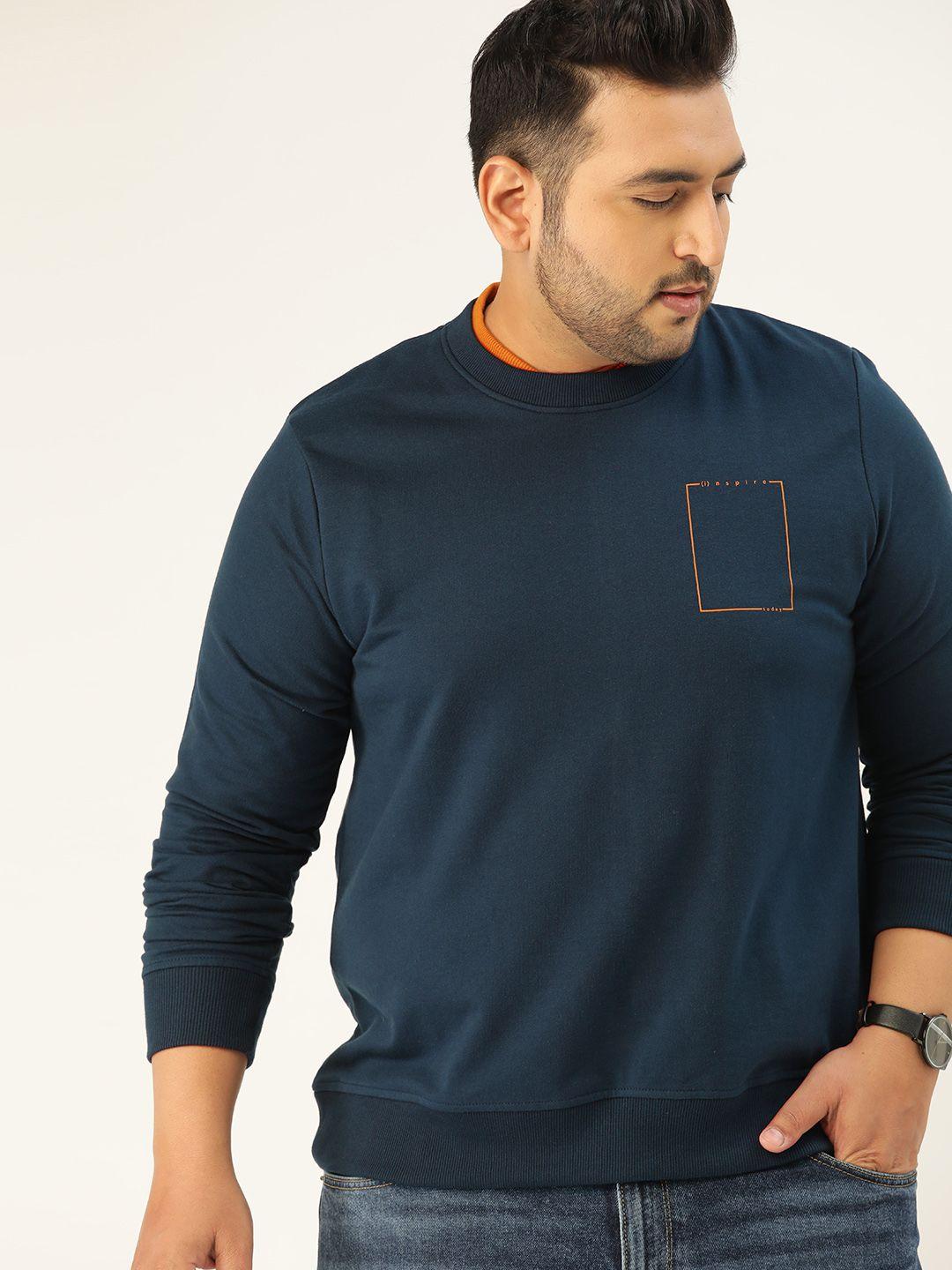 sztori men plus size navy blue solid sweatshirt