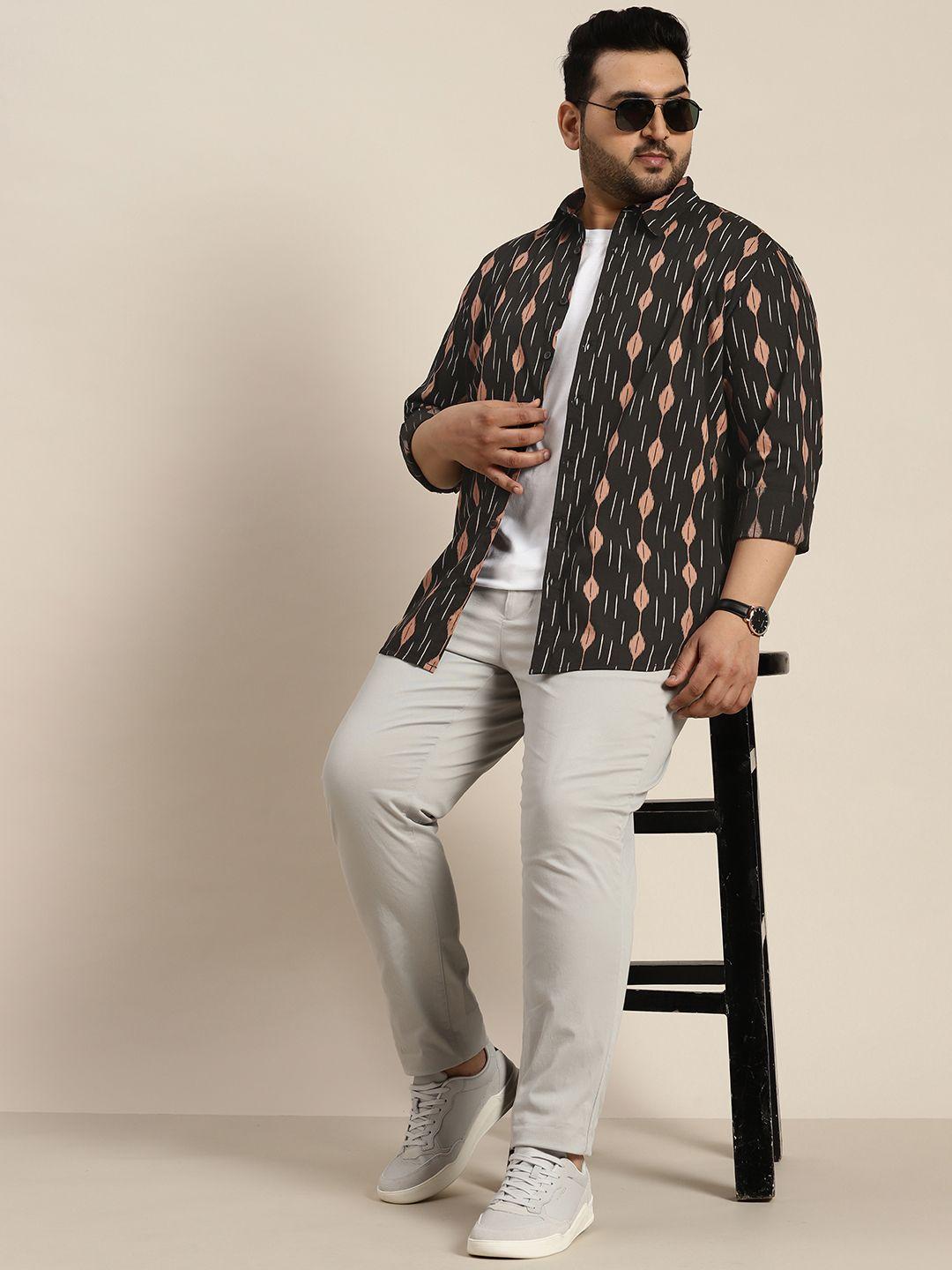 sztori men plus size pure cotton ethnic motifs printed casual shirt