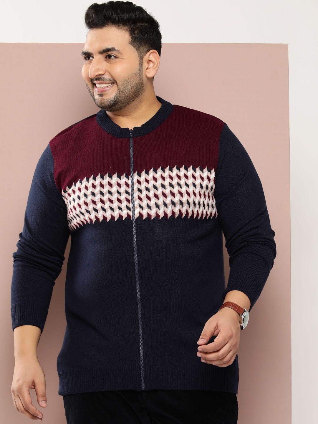 sztori men plus size self design acrylic pullover