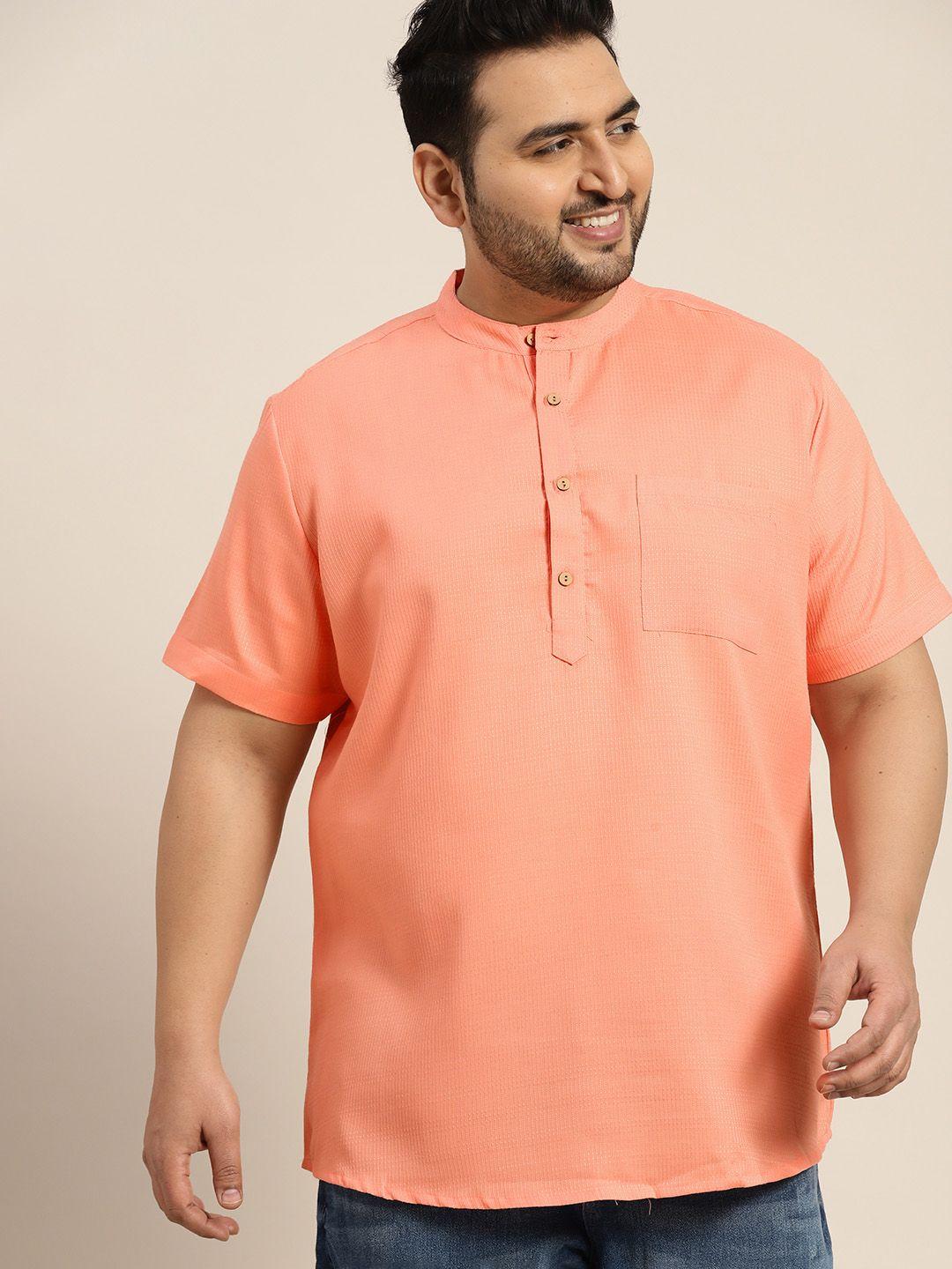 sztori men plus size self design band collar kurta