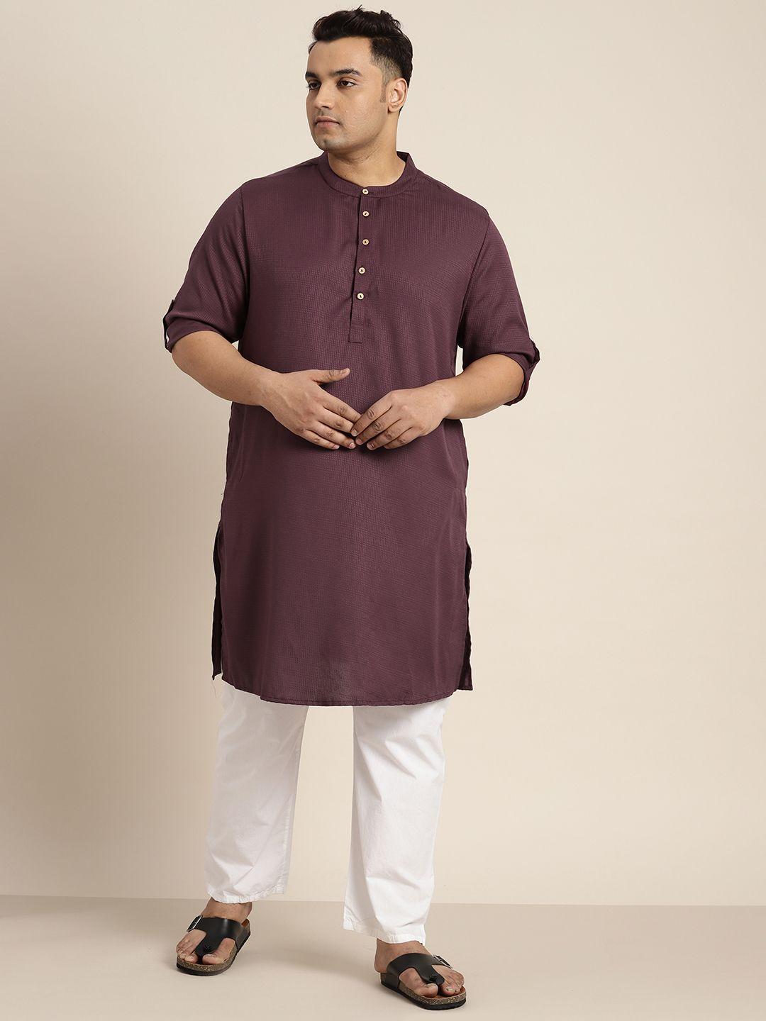 sztori men plus size self-striped kurta