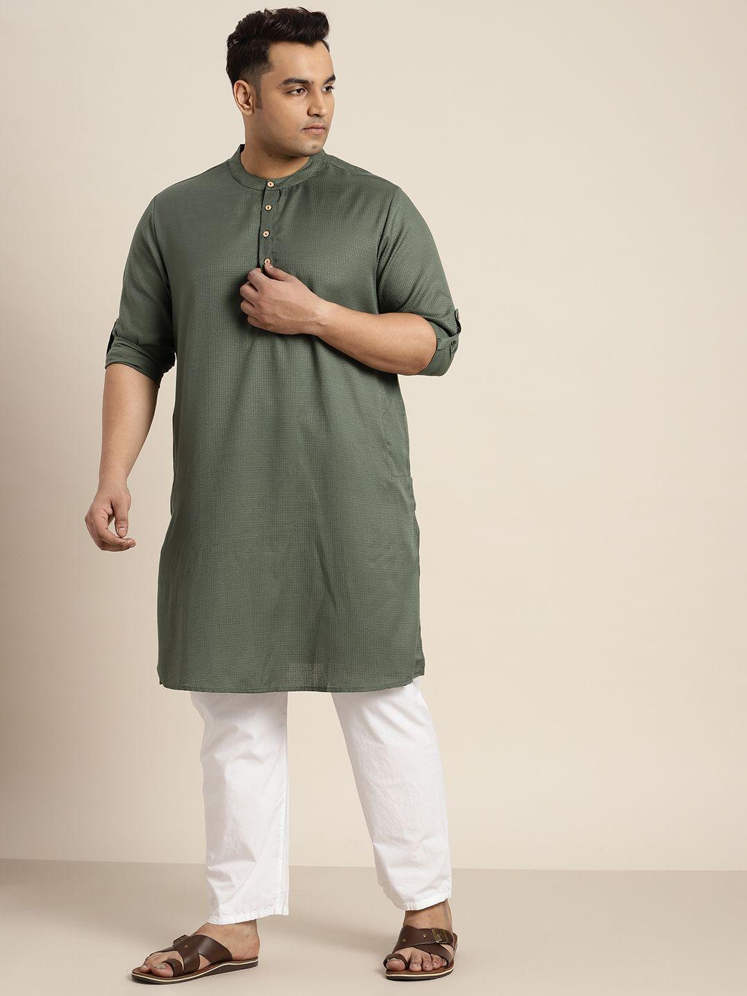 sztori men plus size self-striped kurta