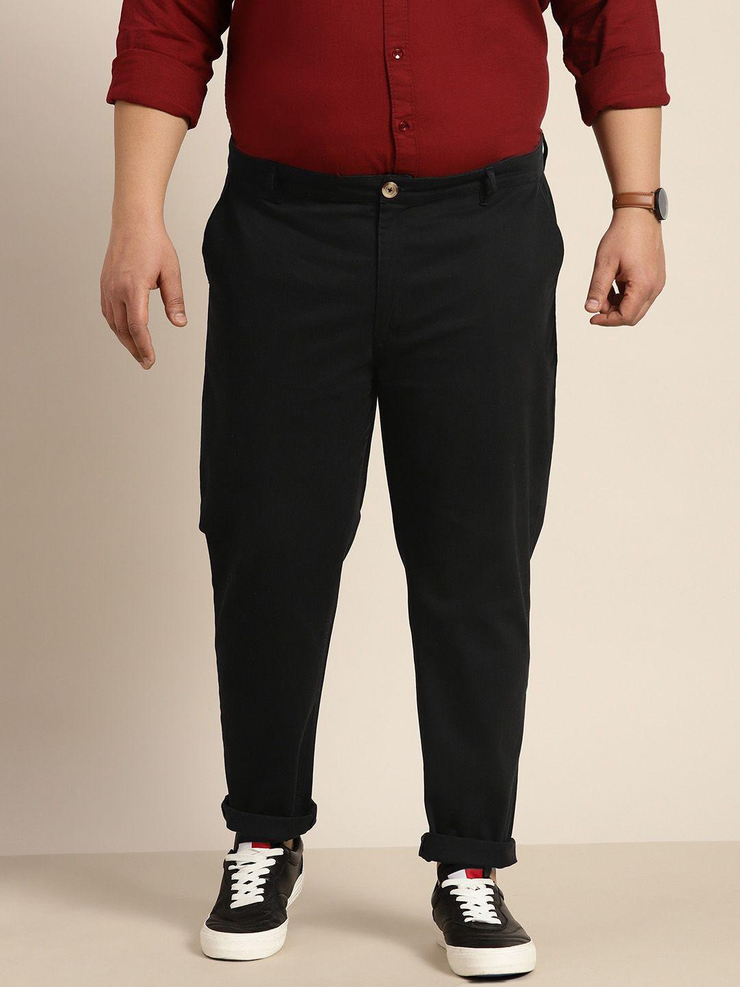 sztori men plus size solid casual knitted trousers