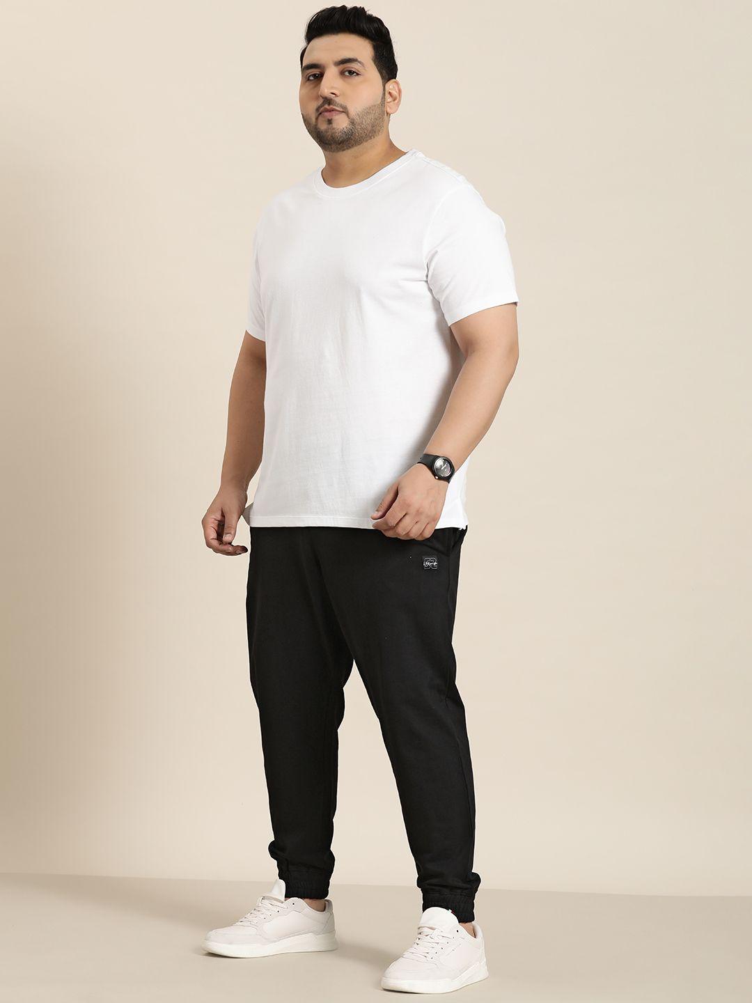 sztori men plus size solid pure cotton joggers