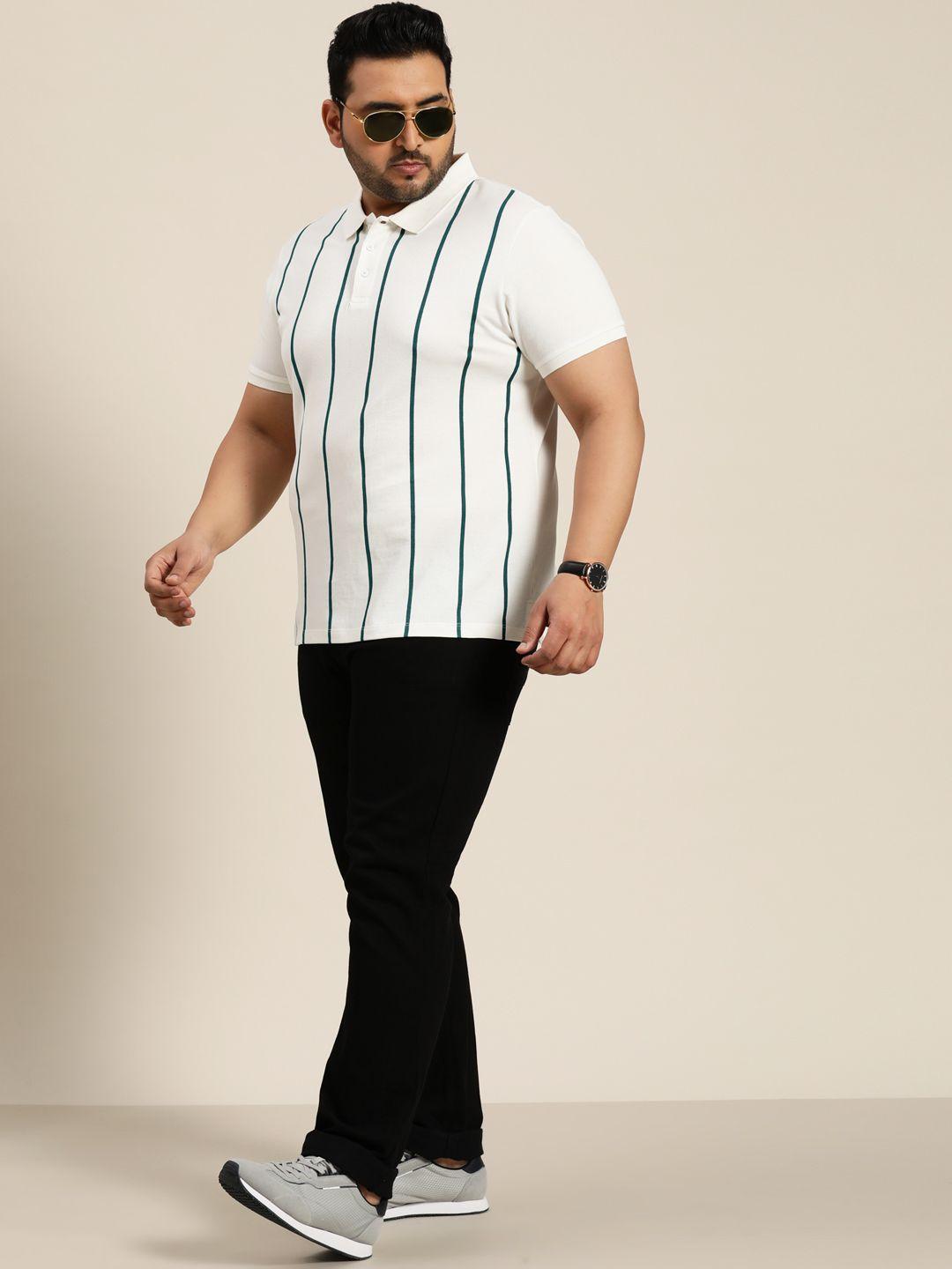 sztori men plus size striped polo collar t-shirt