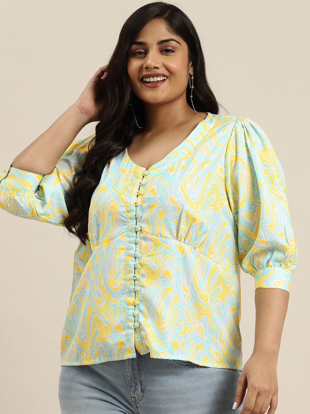 sztori plus size abstract print top