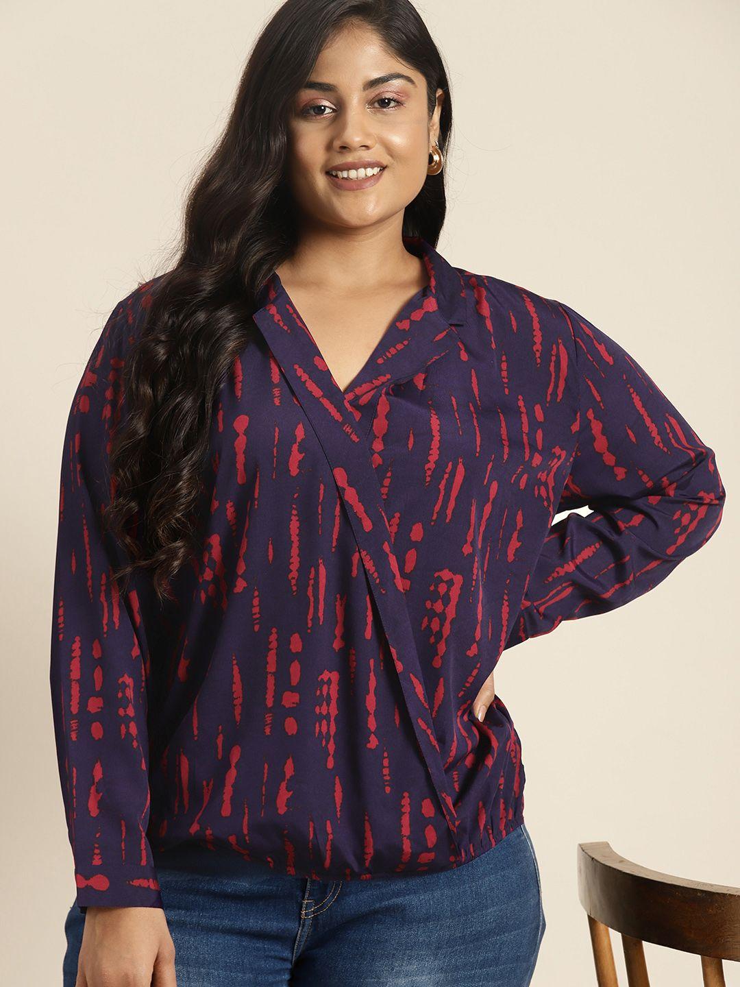 sztori plus size abstract printed wrap top