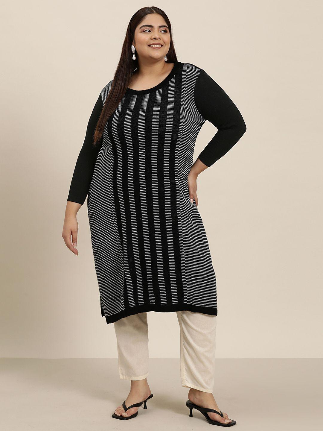 sztori plus size acrylic striped kurta