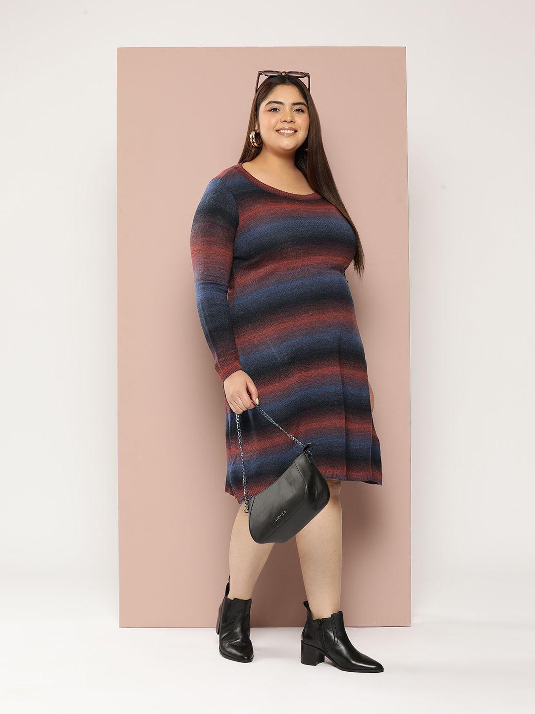 sztori plus size acrylic striped winter dress