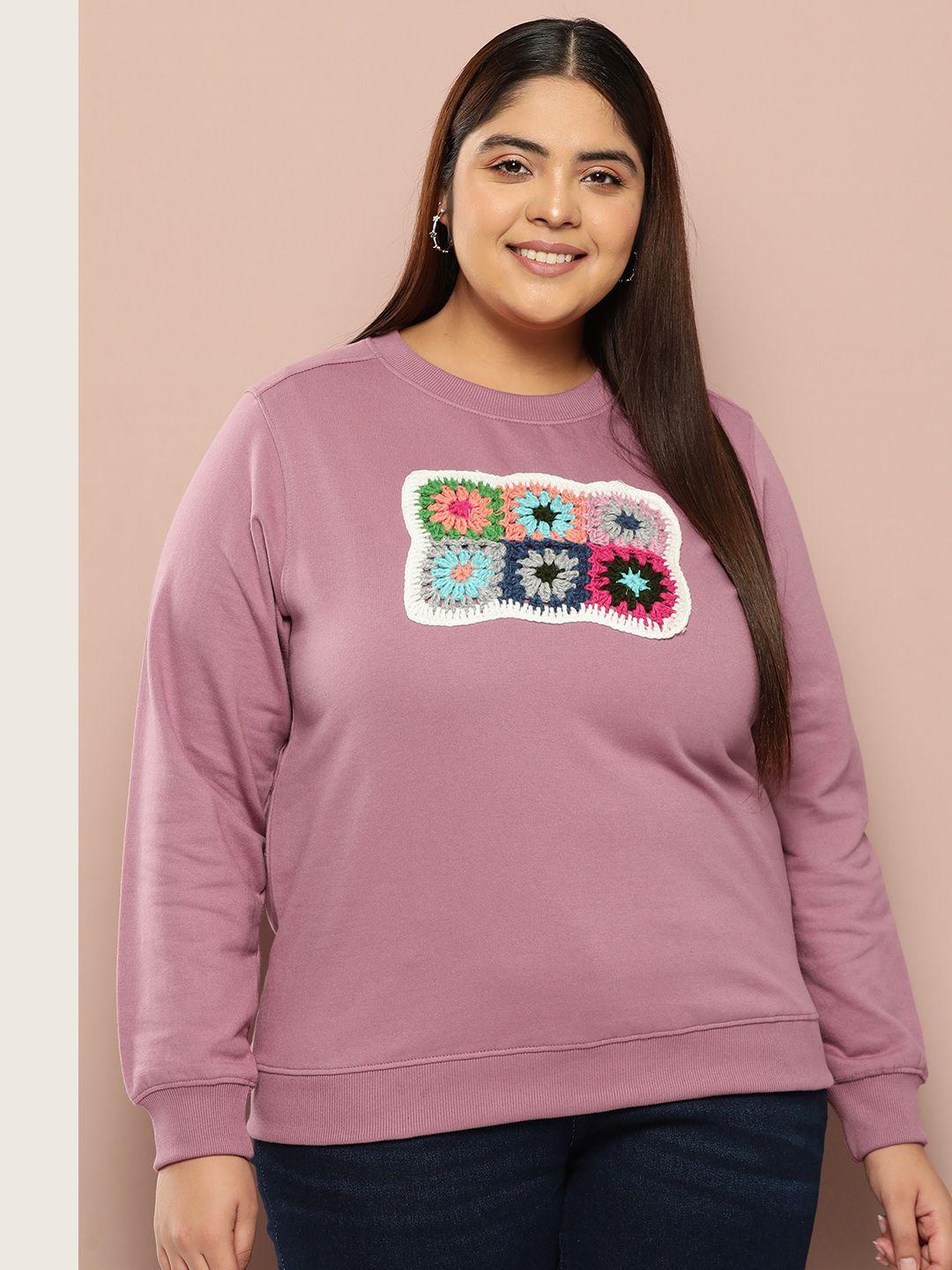 sztori plus size crochet detailed sweatshirt