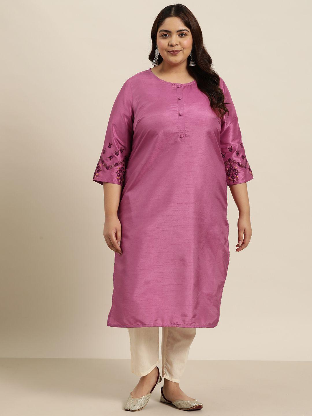 sztori plus size embroidered detail kurta