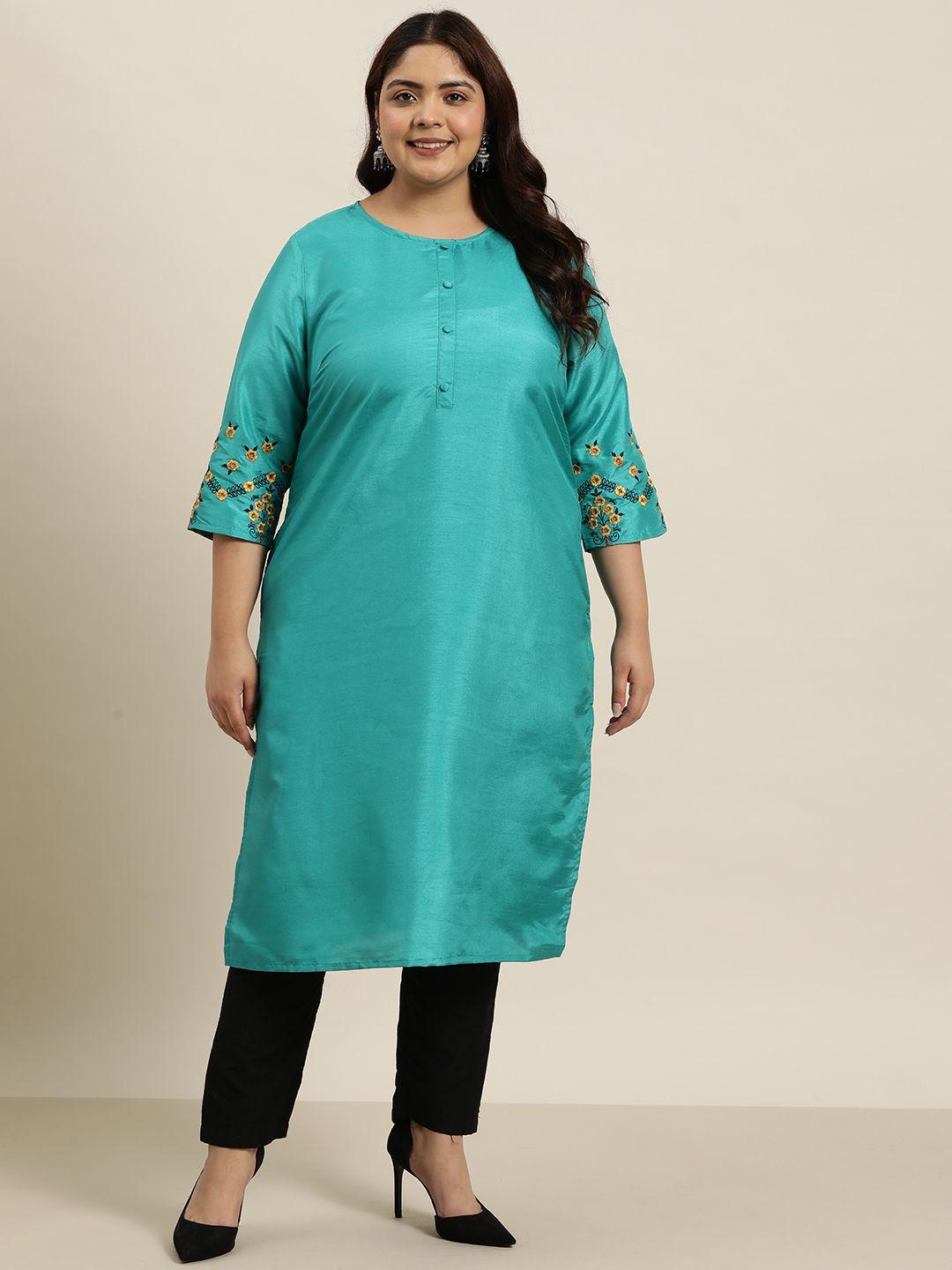 sztori plus size embroidered detail kurta