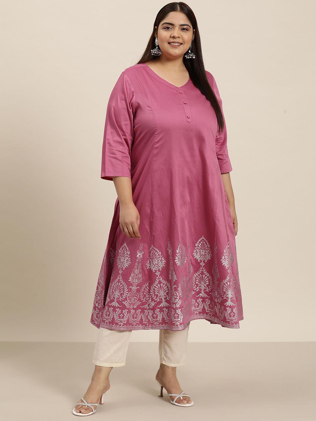 sztori plus size ethnic motifs print anarkali kurta