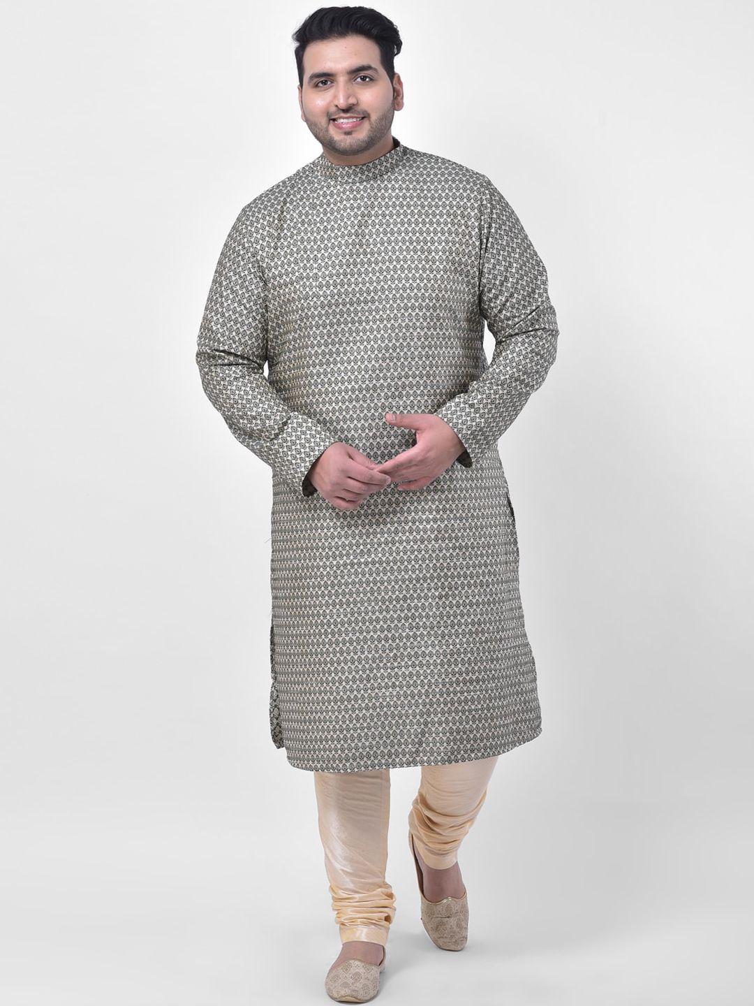 sztori plus size ethnic motifs printed cotton jacquard straight kurta with churidar