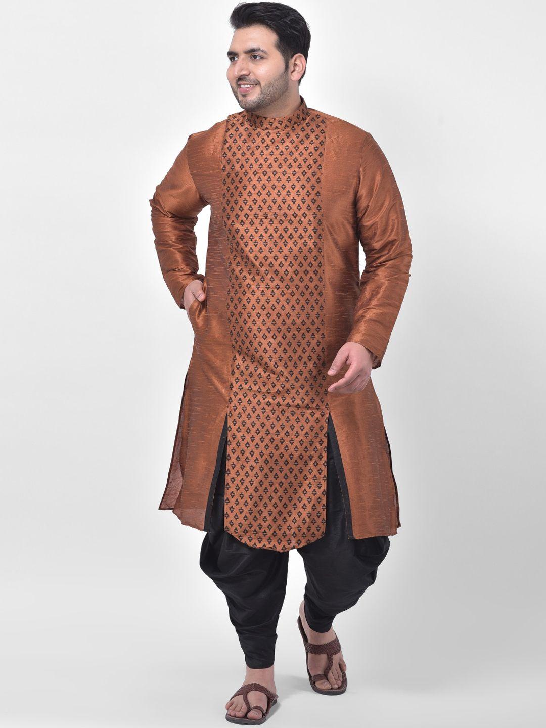 sztori plus size ethnic motifs printed dupion silk straight kurta with patiala