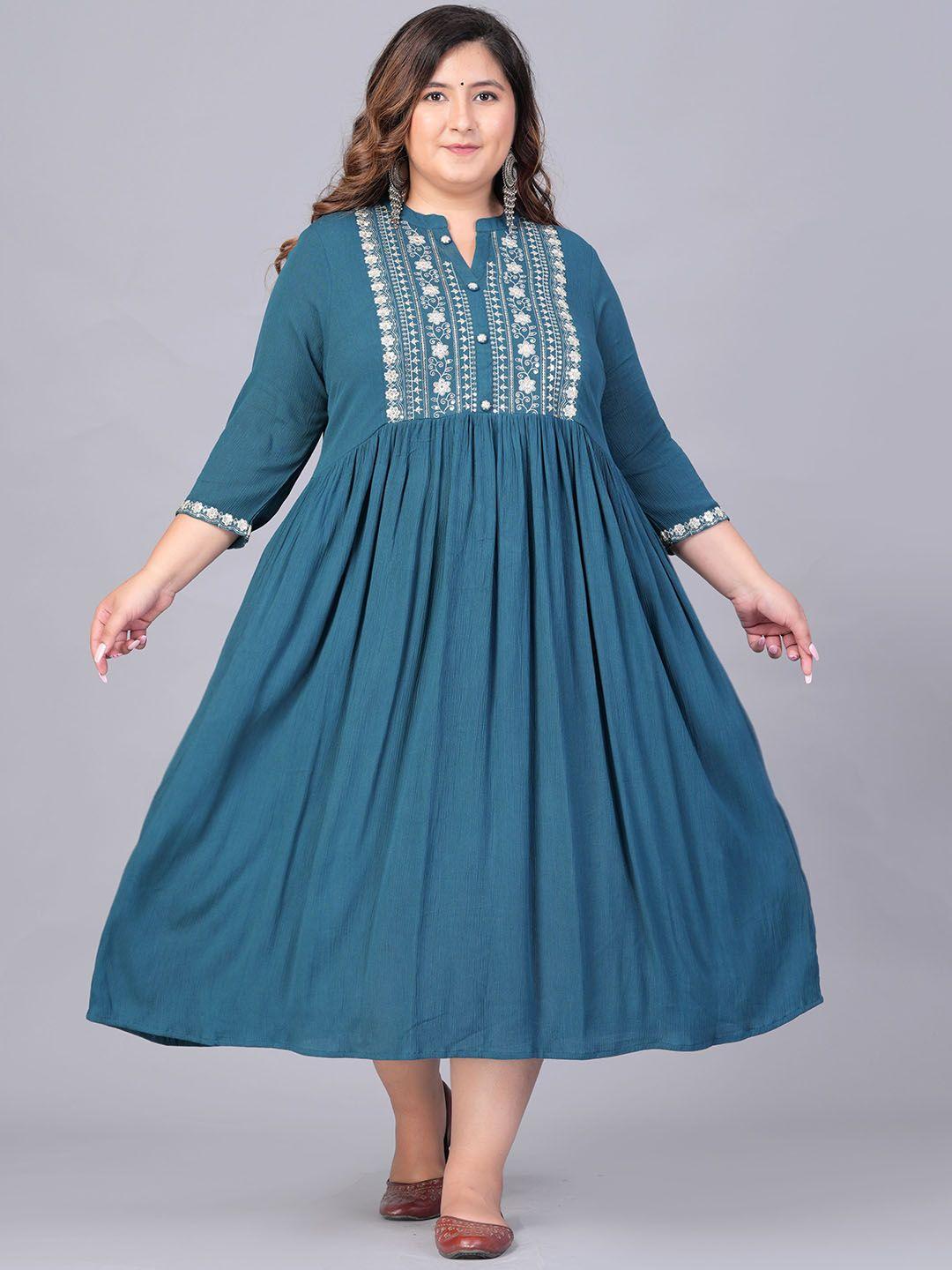 sztori plus size floral embroidered anarkali flared ethnic dresses