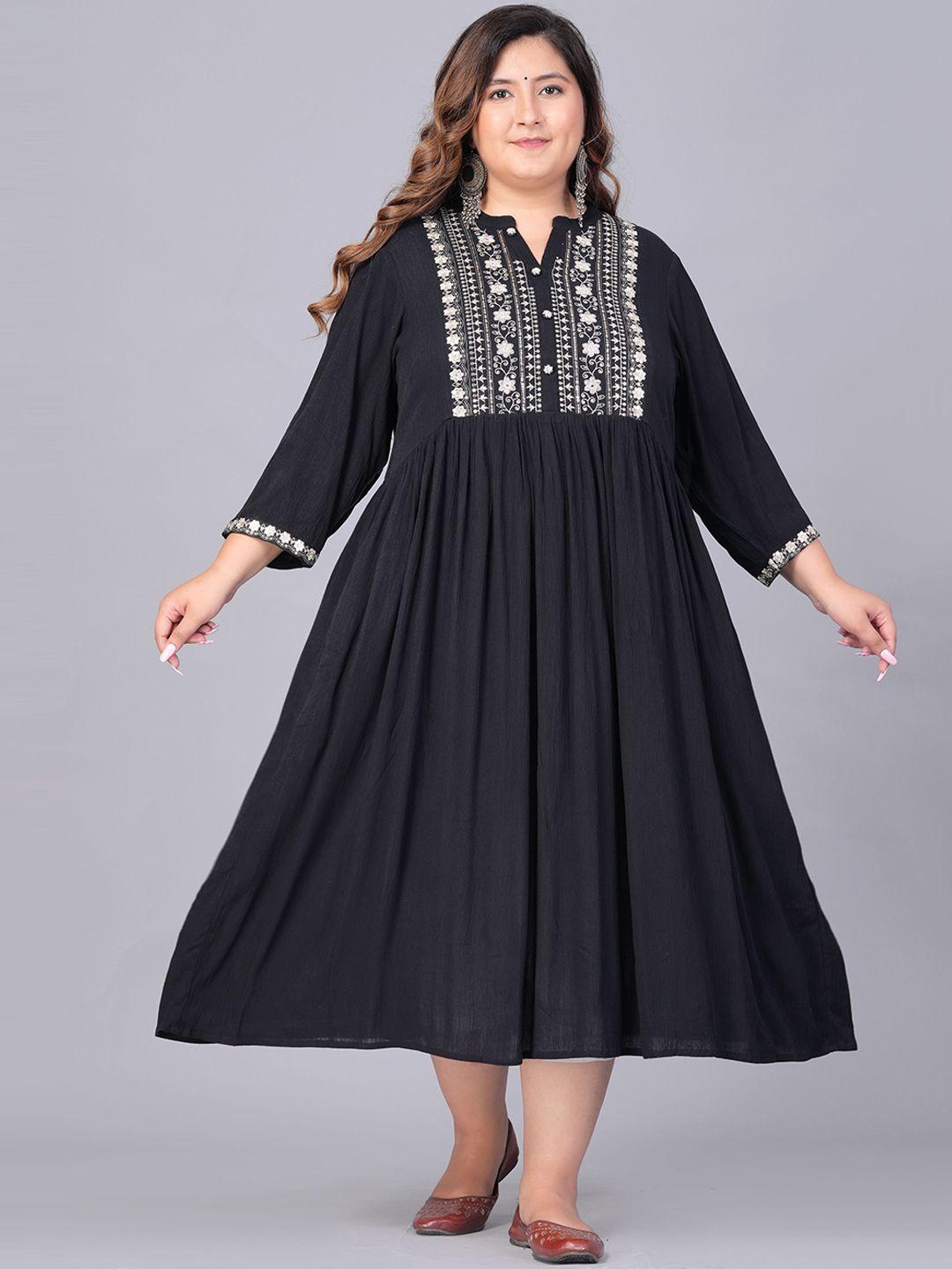 sztori plus size floral embroidered anarkali flared ethnic dresses