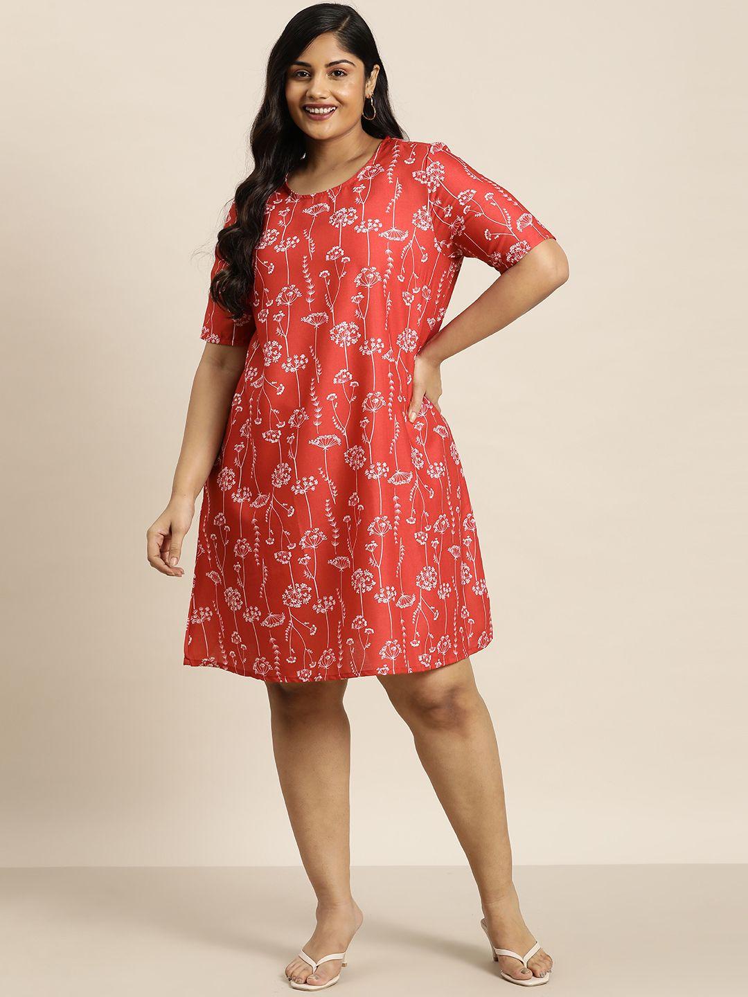 sztori plus size floral print a-line dress