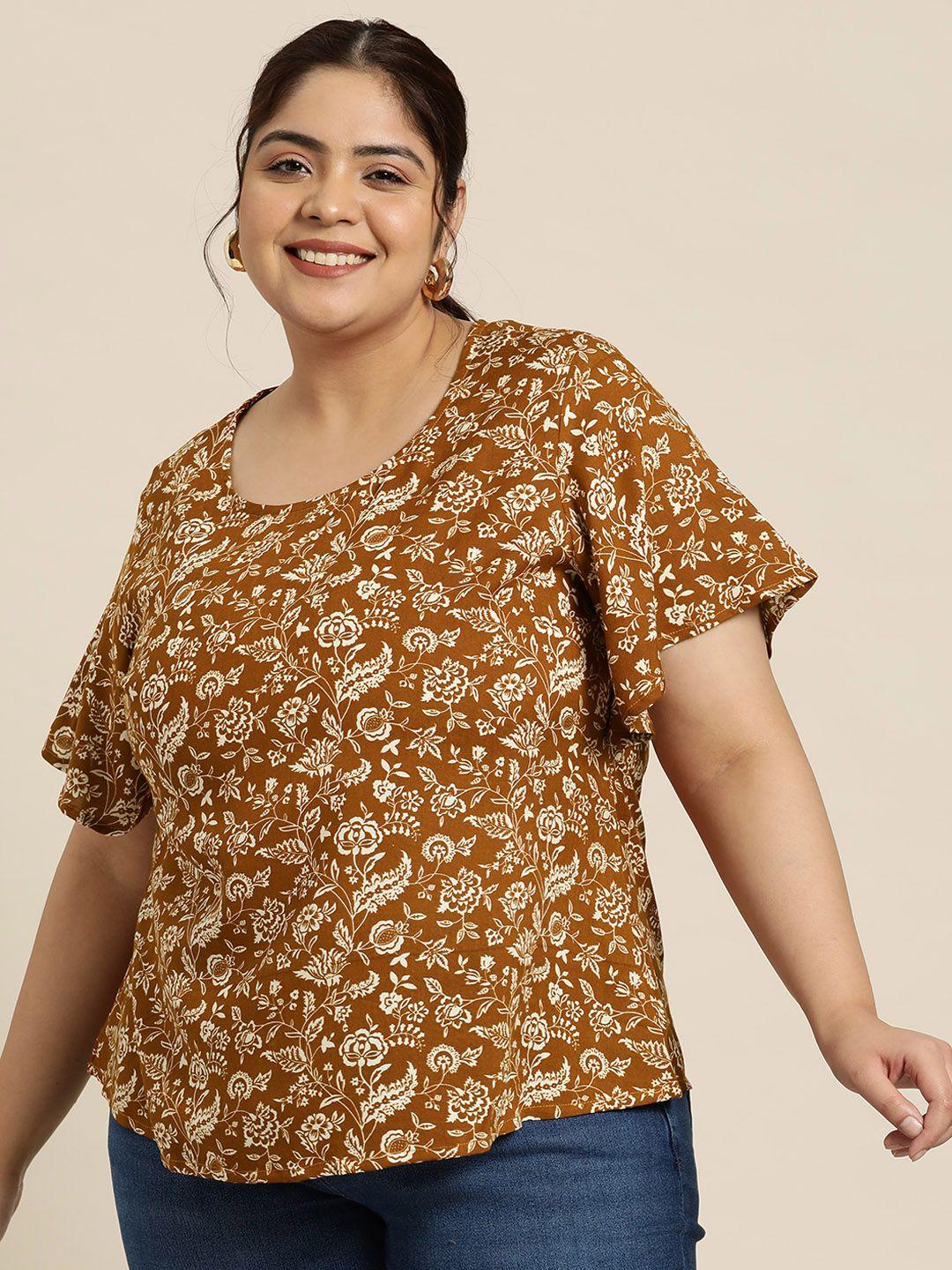 sztori plus size floral print flared sleeves top