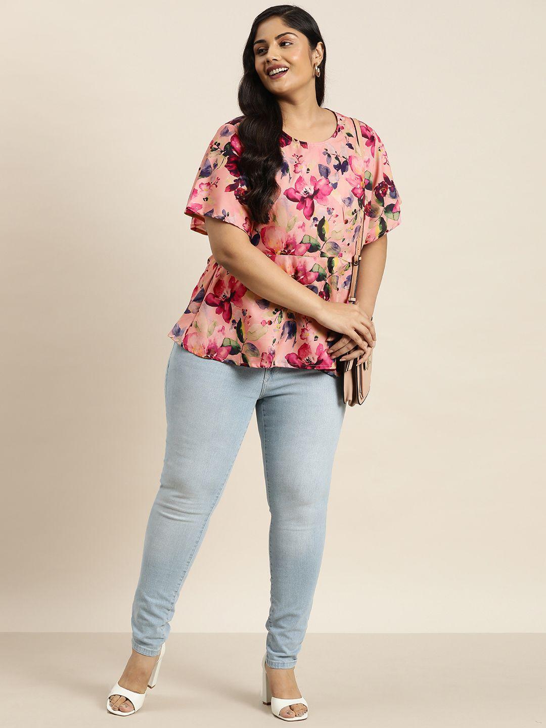 sztori plus size floral print flared sleeves top