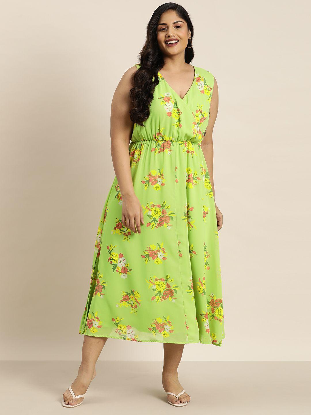 sztori plus size floral print midi wrap dress