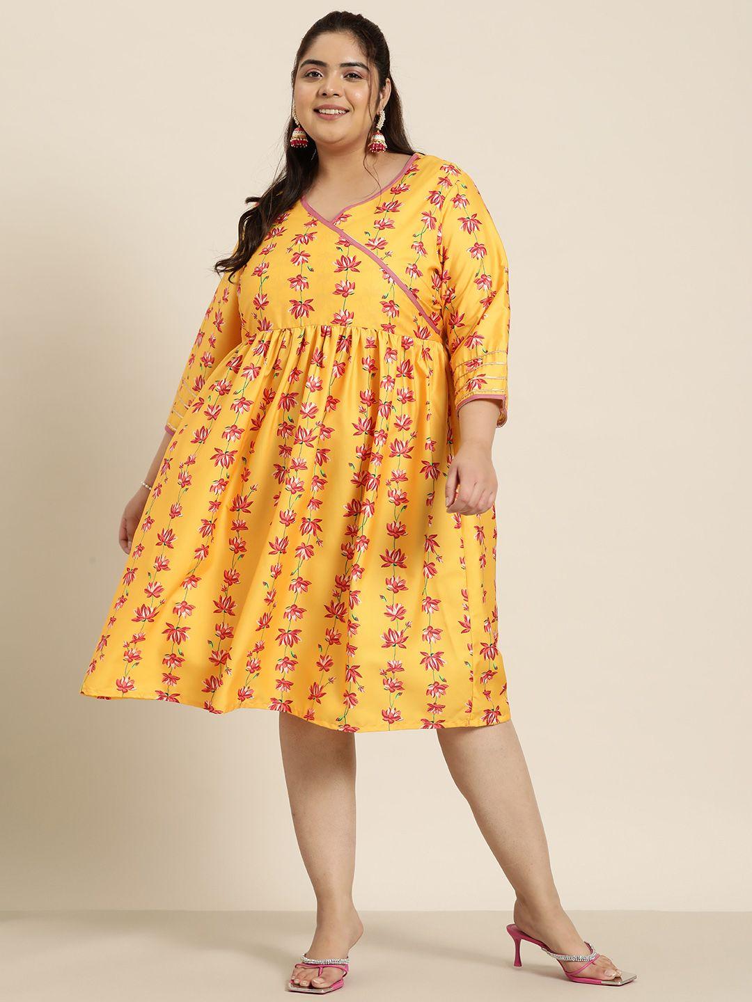 sztori plus size floral print wrap dress