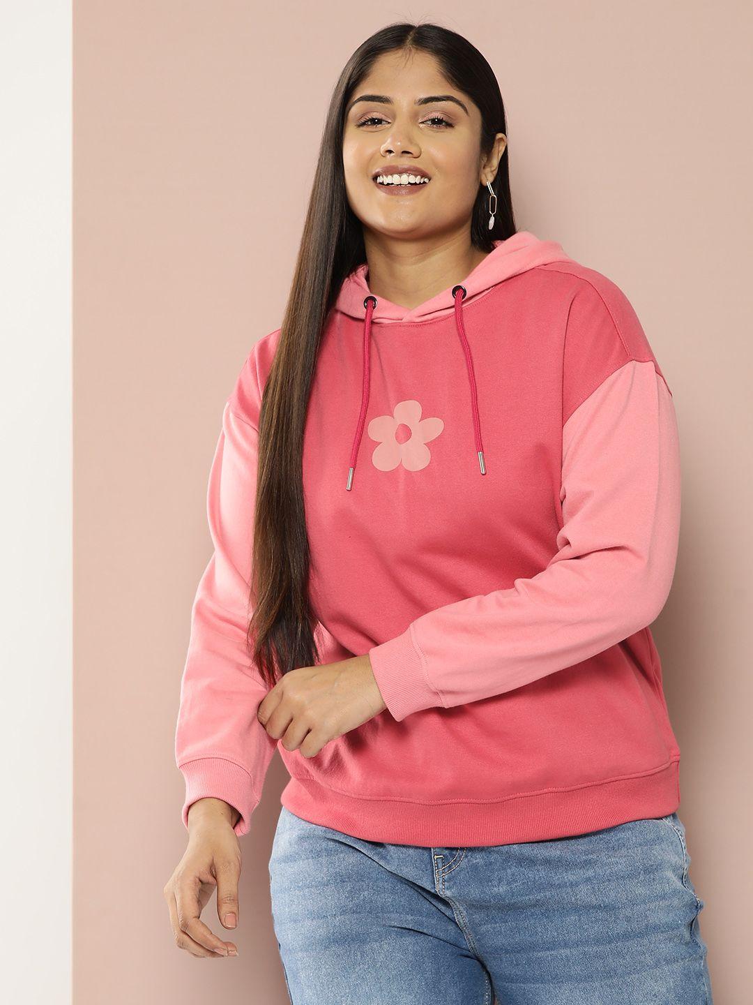 sztori plus size floral printed hooded sweatshirt