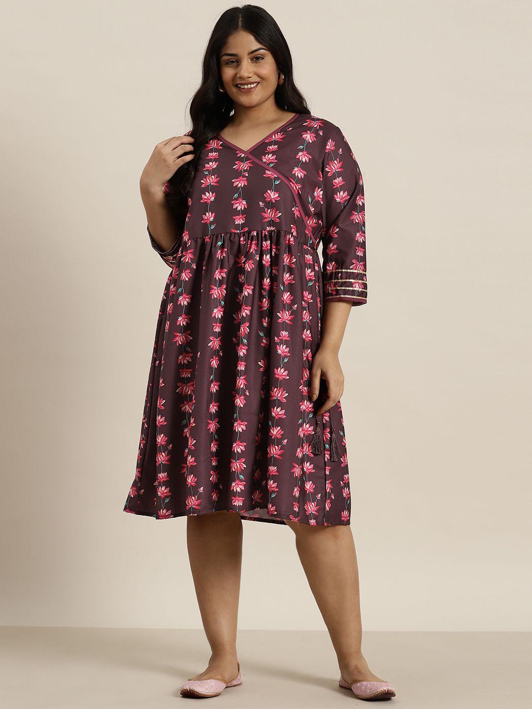 sztori plus size floral printed wrap dress