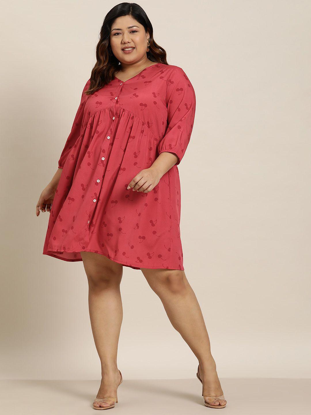 sztori plus size front open printed a-line dress