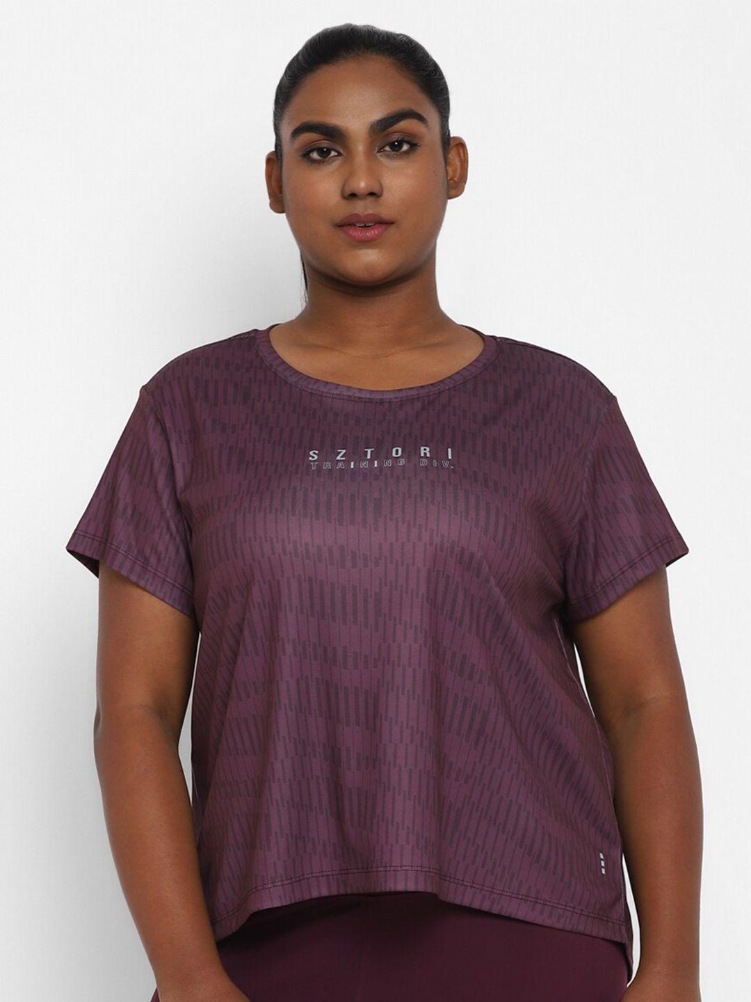 sztori plus size geometric printed round neck sports t-shirt