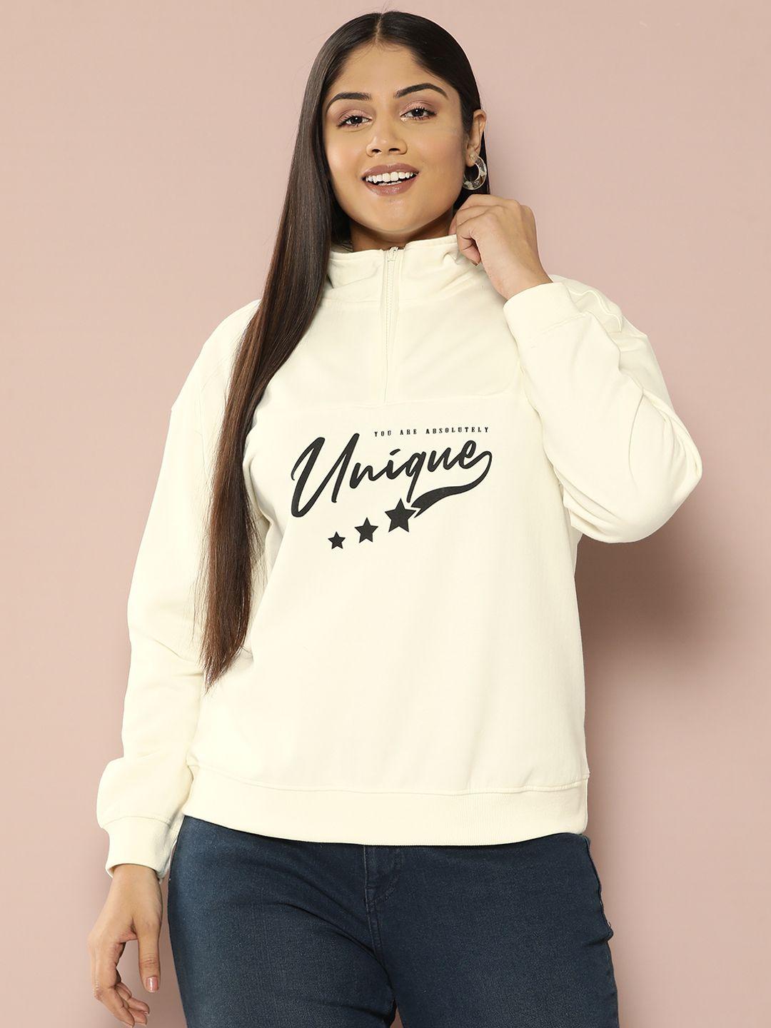 sztori plus size half zipper printed sweatshirt