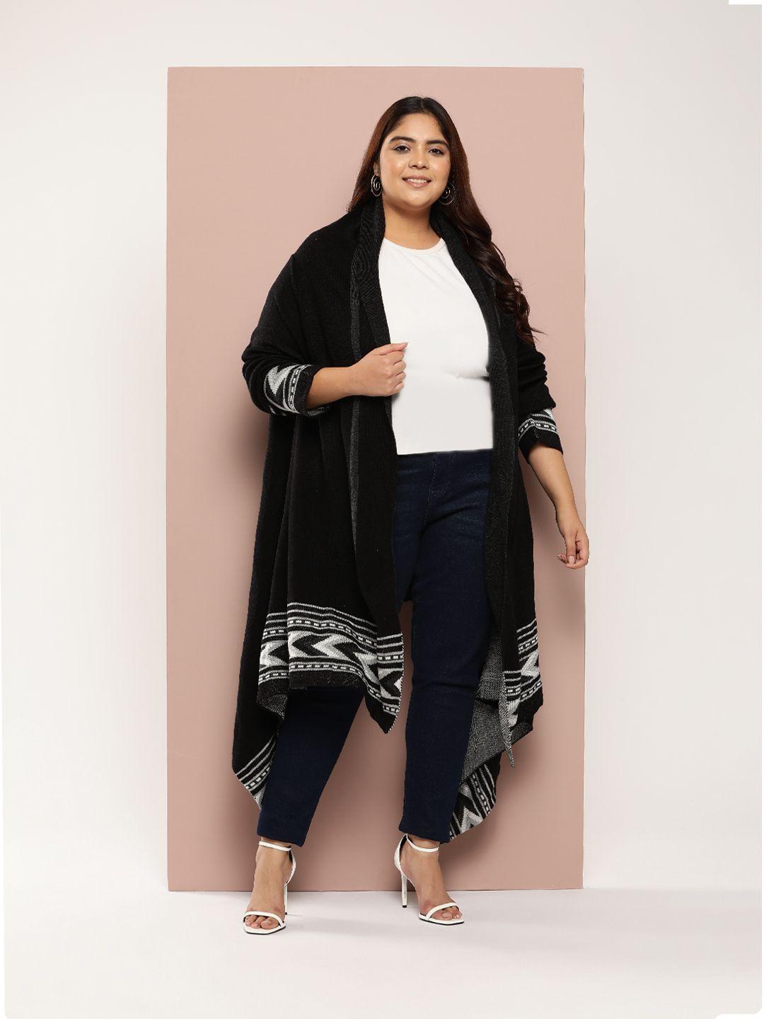 sztori plus size longline front-open acrylic sweater