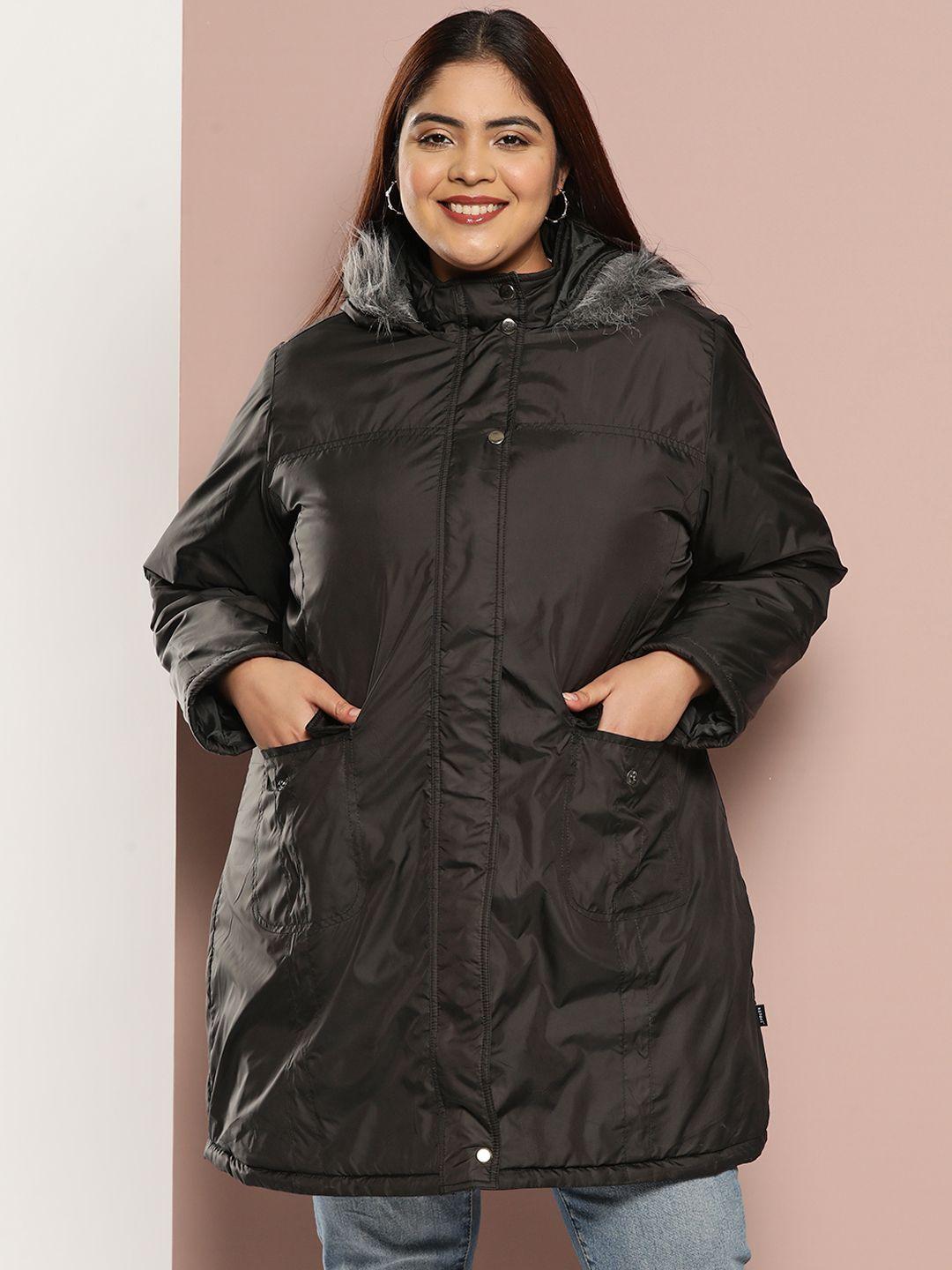 sztori plus size longline hooded parka jacket