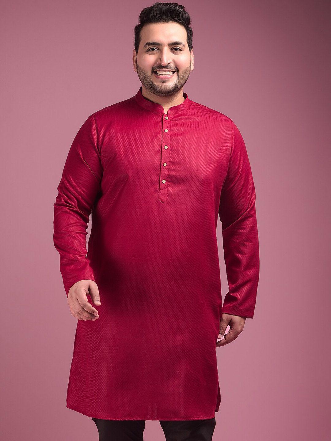 sztori plus size mandarin collar woven design straight kurta