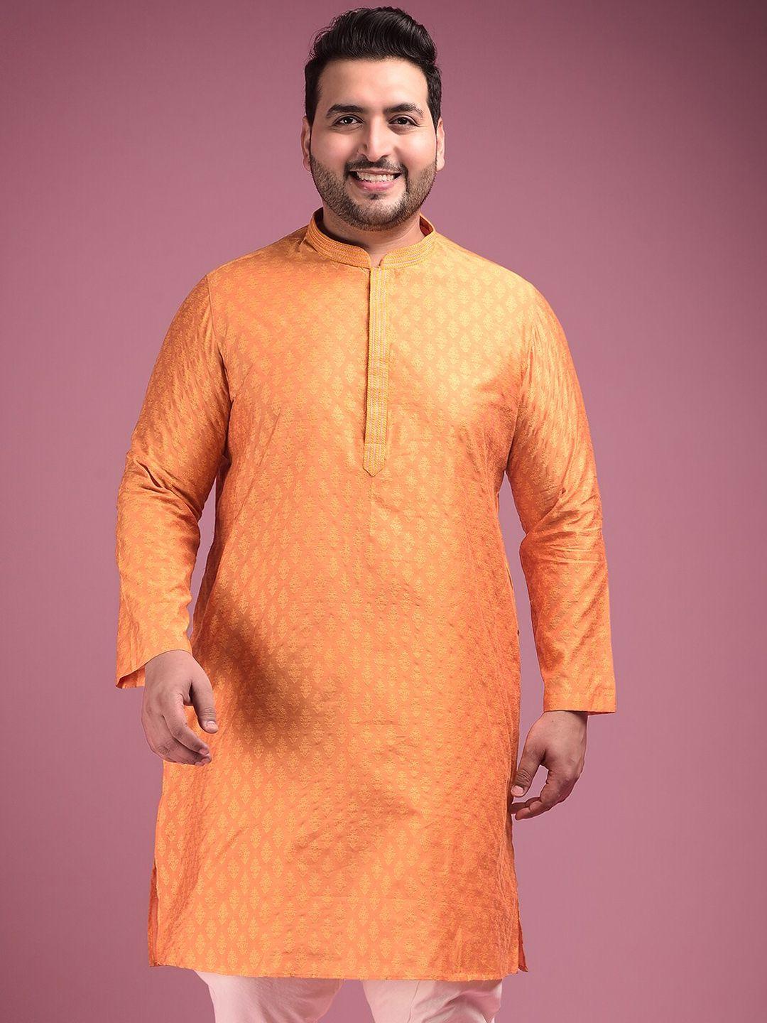 sztori plus size mandarin collar woven design straight kurta