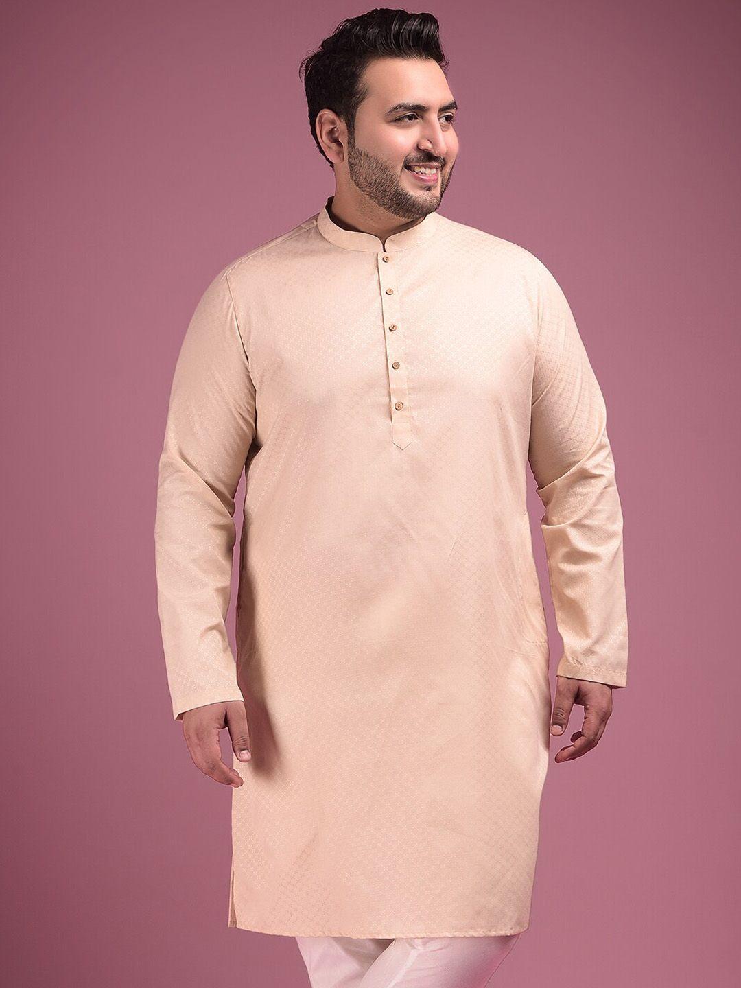 sztori plus size mandarin collar woven design straight kurta