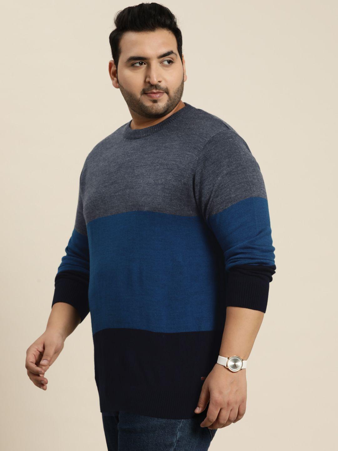 sztori plus size men acrylic colourblocked pullover